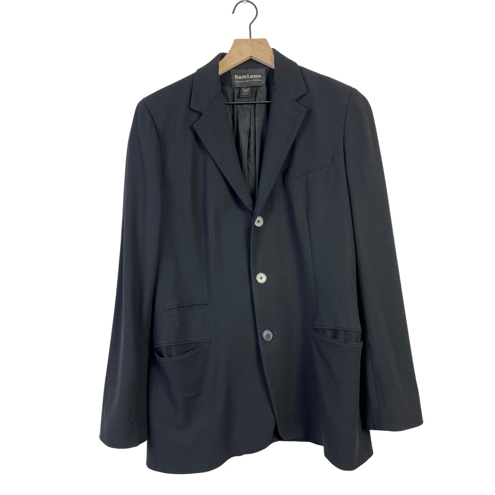 Ralph Lauren Vintage Collection‎ Classics Black Wool Blend Blazer Jacket 38R